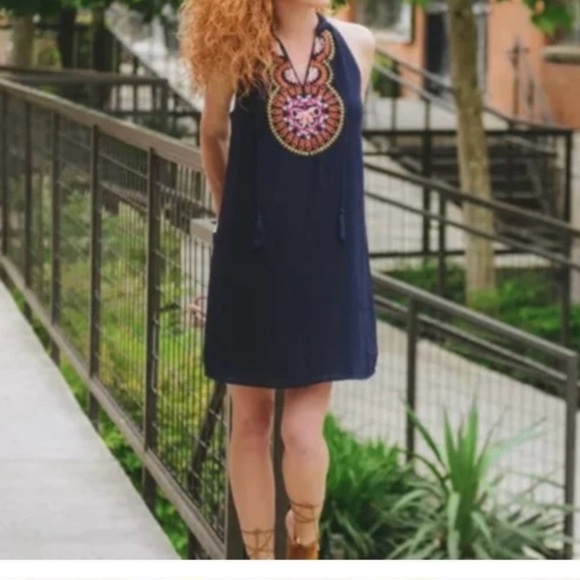 THML Dresses & Skirts - THML Blue Orange Halter  Dress